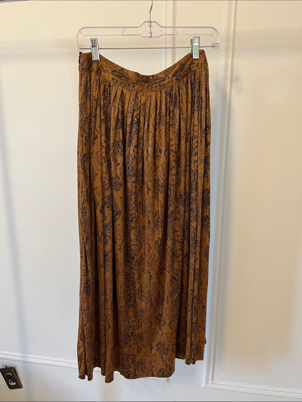 Zara Women's Brown Animal Printed Pleated Midi Skirt